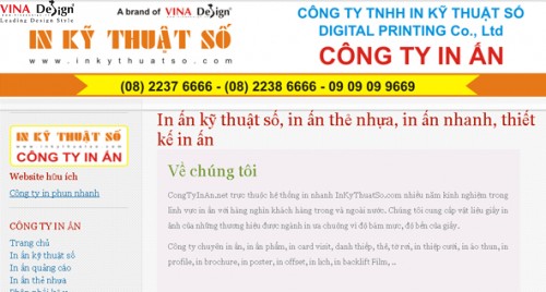 Thiết kế website Công Ty In Ấn - www.Congtyinan.net