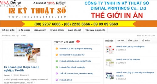 Thiết kế website Thế Giới In Ấn - www.Thegioiinan.com.vn