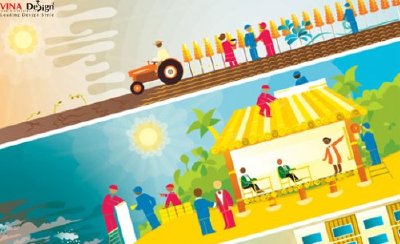 Quảng cáo đẹp - Hình minh họa cảnh quan tuyệt đẹp mang lại vấn đề phát triển để cuộc sống